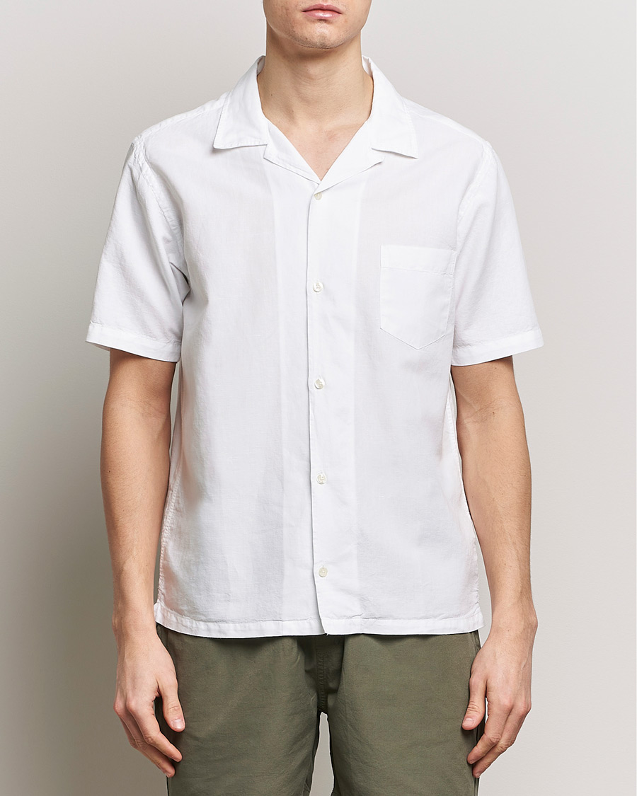 Mies | Kauluspaidat | Colorful Standard | Cotton/Linen Short Sleeve Shirt Optical White
