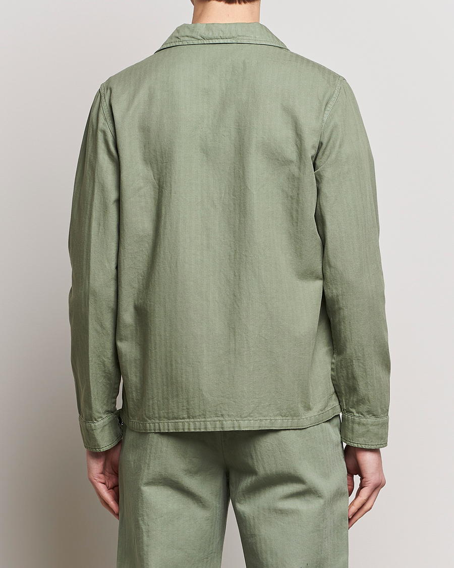 Mies | Takit | Aspesi | Cotton Herringbone Shirt Jacket Sage