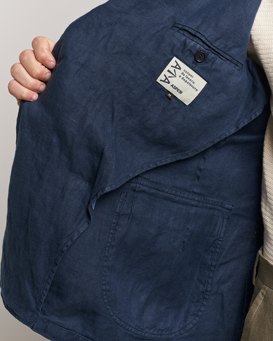 Mies | Pikkutakit | Aspesi | Sugimoto Double Breasted Hemp Blazer Navy