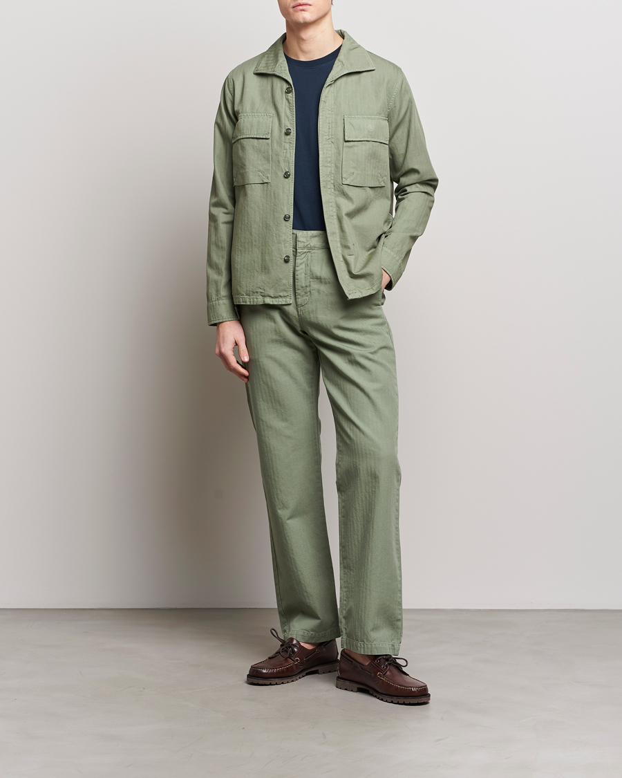 Mies | Housut | Aspesi | Cotton Herringbone Pants Sage