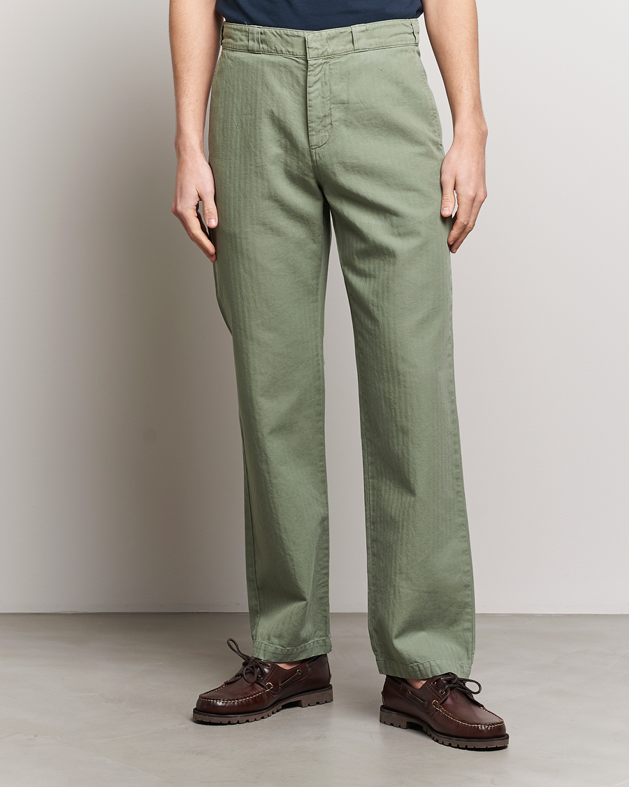 Mies | Housut | Aspesi | Cotton Herringbone Pants Sage