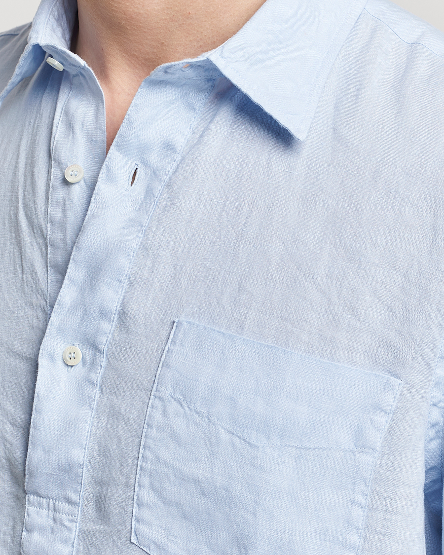 Mies | Kauluspaidat | Aspesi | Linen Popover Shirt Light Blue