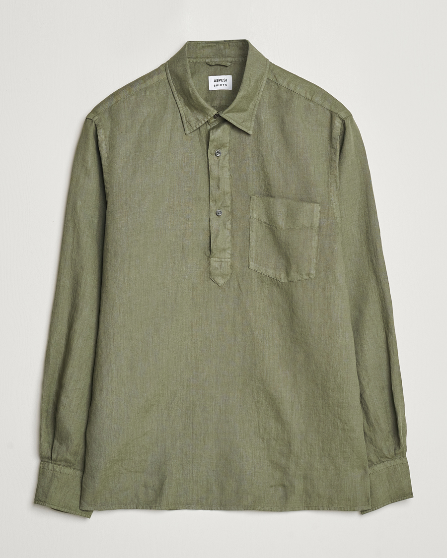 Mies | Kauluspaidat | Aspesi | Linen Popover Shirt Military