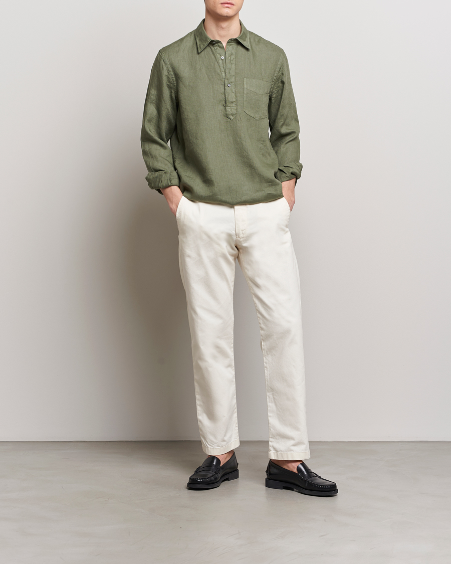 Mies | Kauluspaidat | Aspesi | Linen Popover Shirt Military