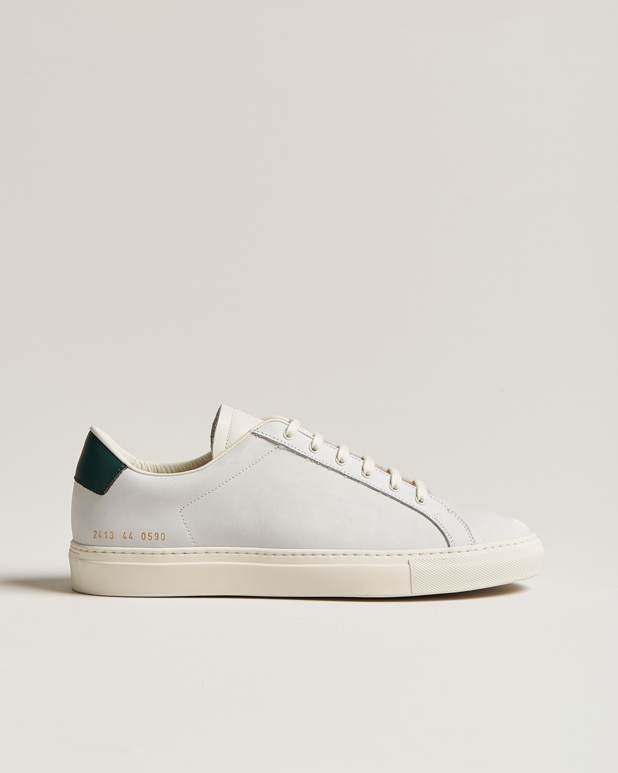 Mies | Common Projects Retro Pebbled Nappa Leather Sneaker White/Green | Common Projects | Retro Pebbled Nappa Leather Sneaker White/Green