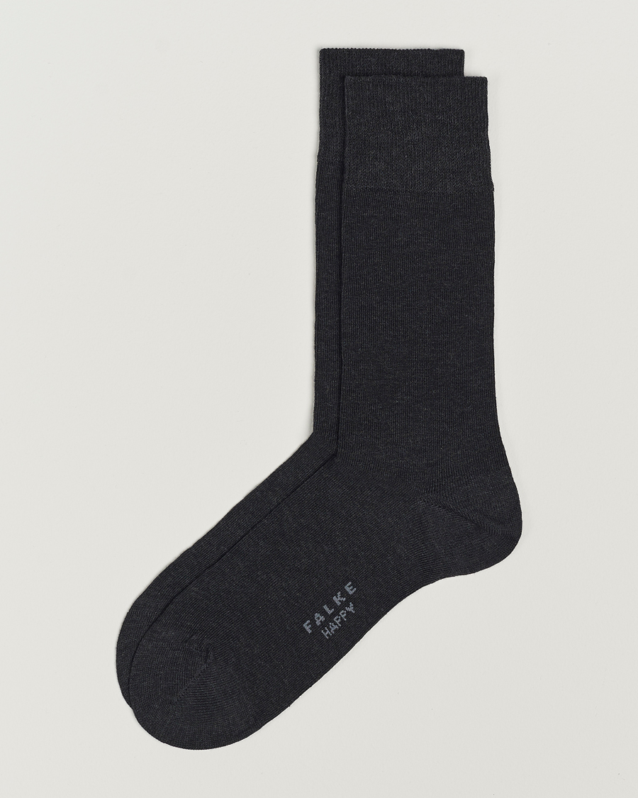 Mies | Alusvaatteet | Falke | Happy 2-Pack Cotton Socks Anthracite Melange