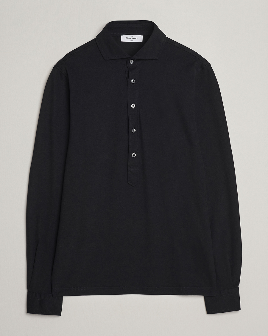 Mies | Kauluspaidat | Gran Sasso | Popover Shirt Black