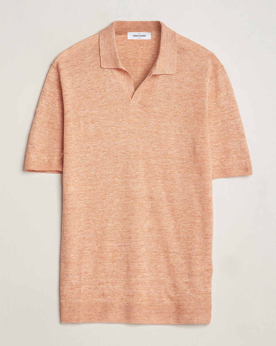 Mies | Pikeet | Gran Sasso | Knitted Linen Polo Orange