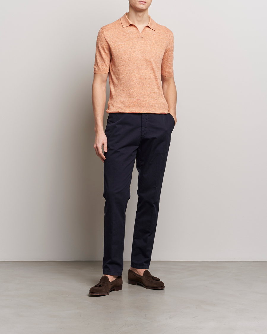 Mies | Pikeet | Gran Sasso | Knitted Linen Polo Orange