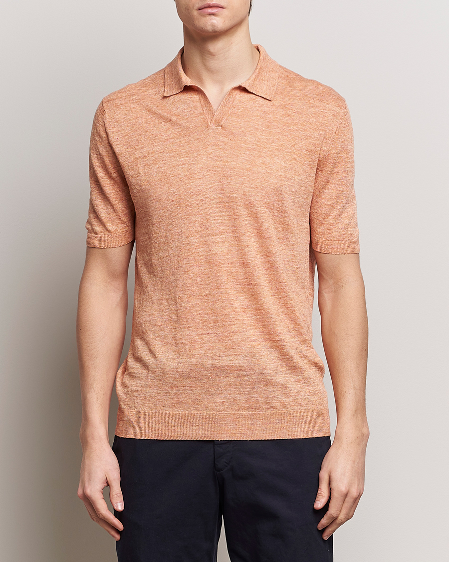 Mies | Gran Sasso | Gran Sasso | Knitted Linen Polo Orange