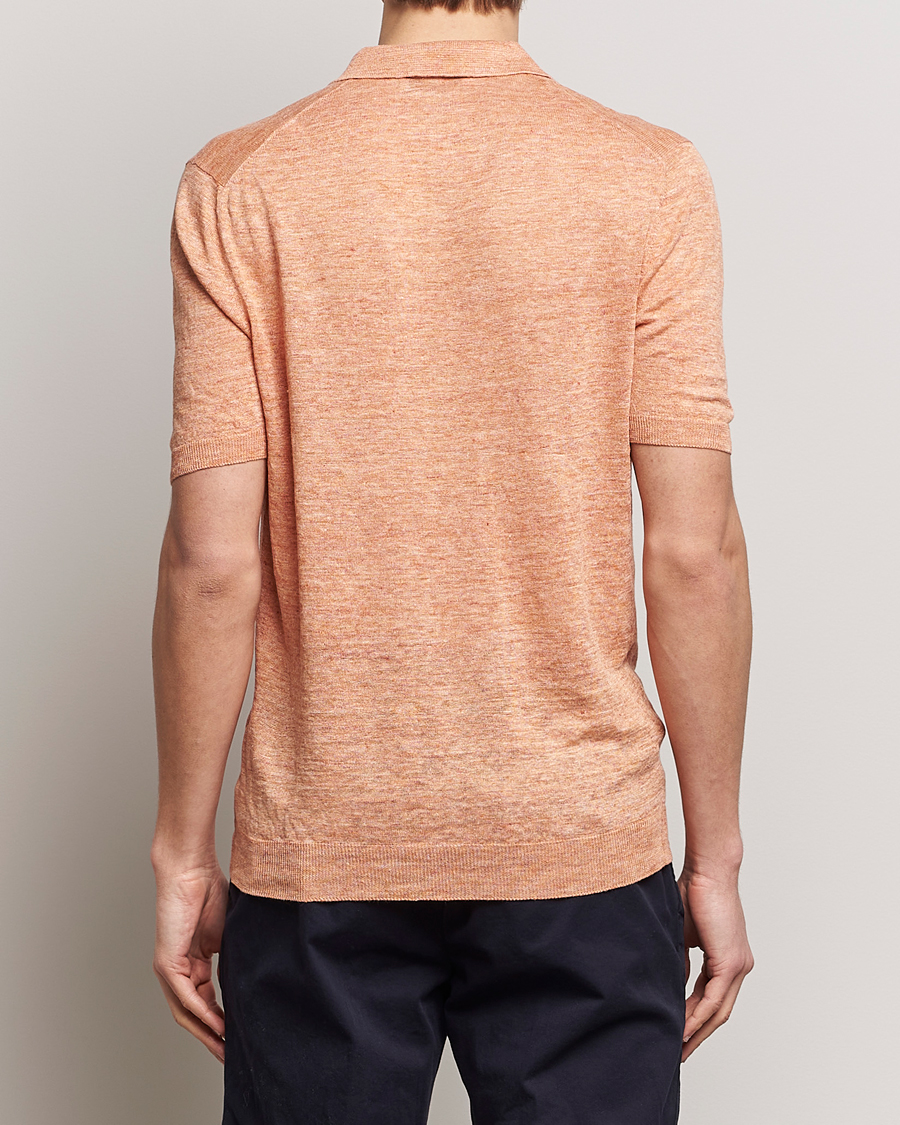 Mies | Pikeet | Gran Sasso | Knitted Linen Polo Orange
