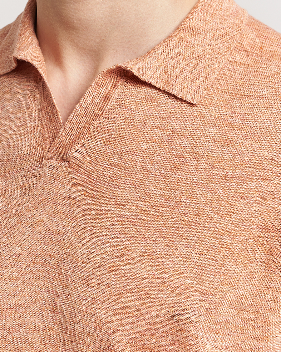 Mies | Pikeet | Gran Sasso | Knitted Linen Polo Orange