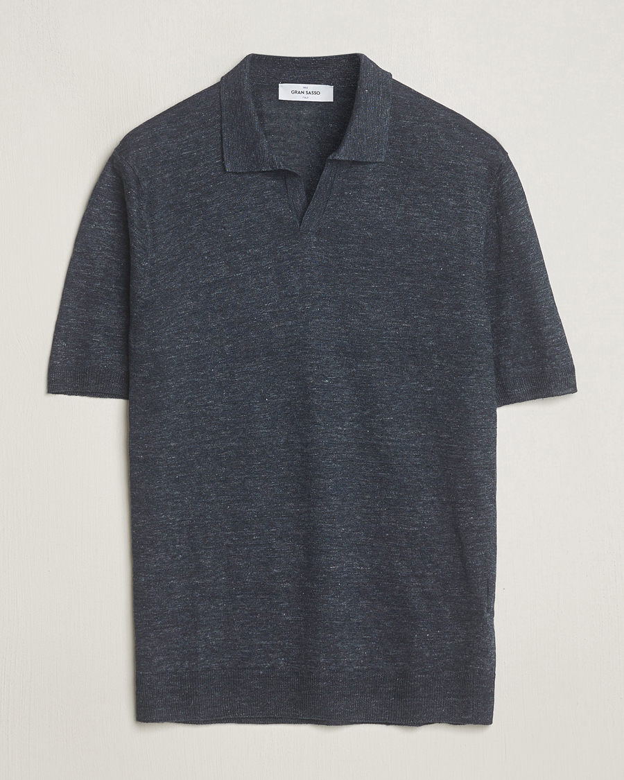 Mies | Pikeet | Gran Sasso | Knitted Linen Polo Navy