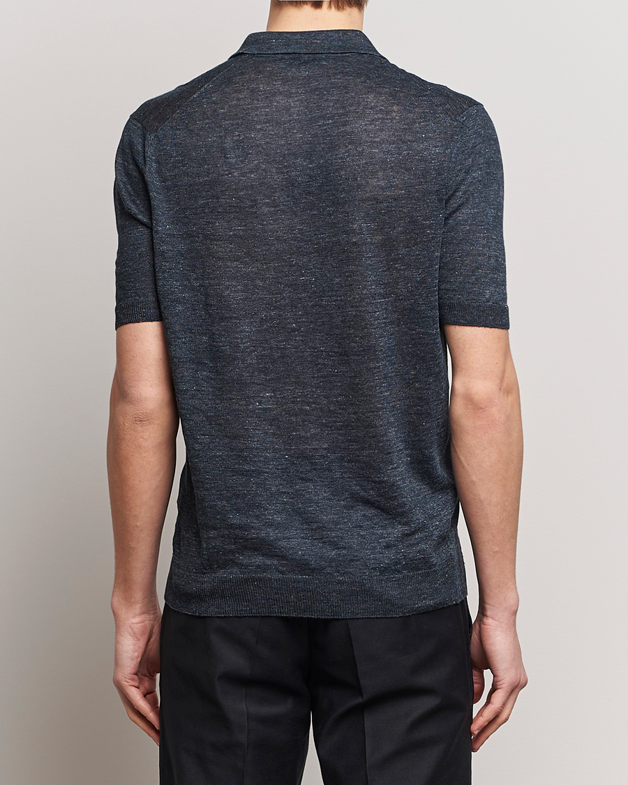 Mies | Pikeet | Gran Sasso | Knitted Linen Polo Navy