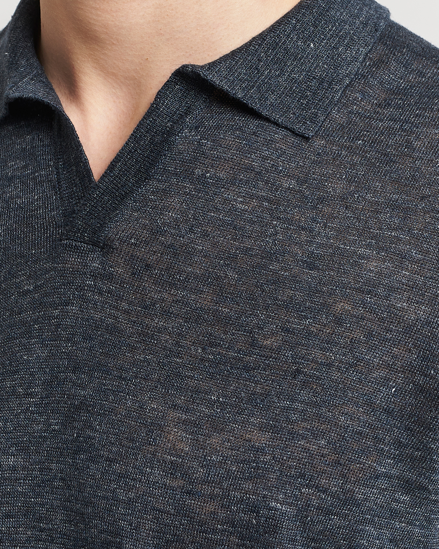 Mies | Pikeet | Gran Sasso | Knitted Linen Polo Navy