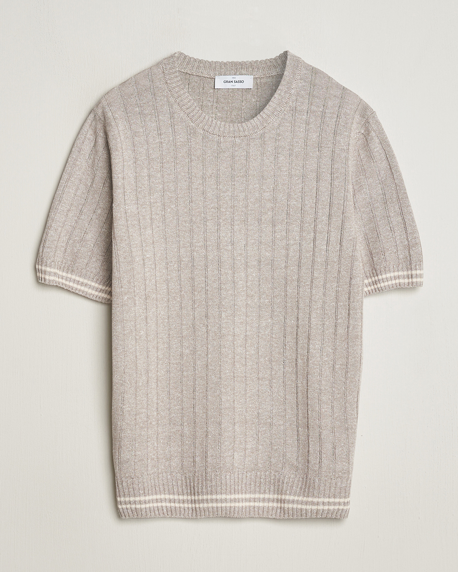 Mies | T-paidat | Gran Sasso | Linen/Cotton Structured T-Shirt Beige Melange