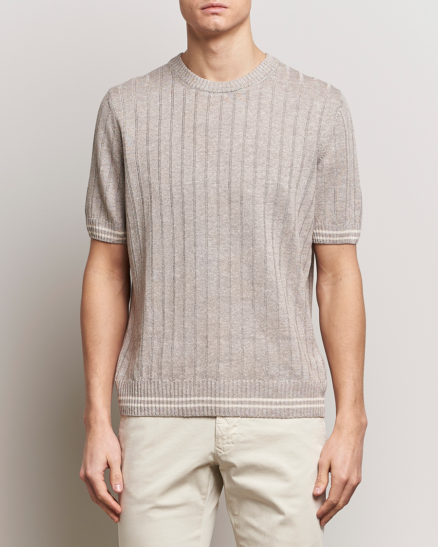 Mies | T-paidat | Gran Sasso | Linen/Cotton Structured T-Shirt Beige Melange