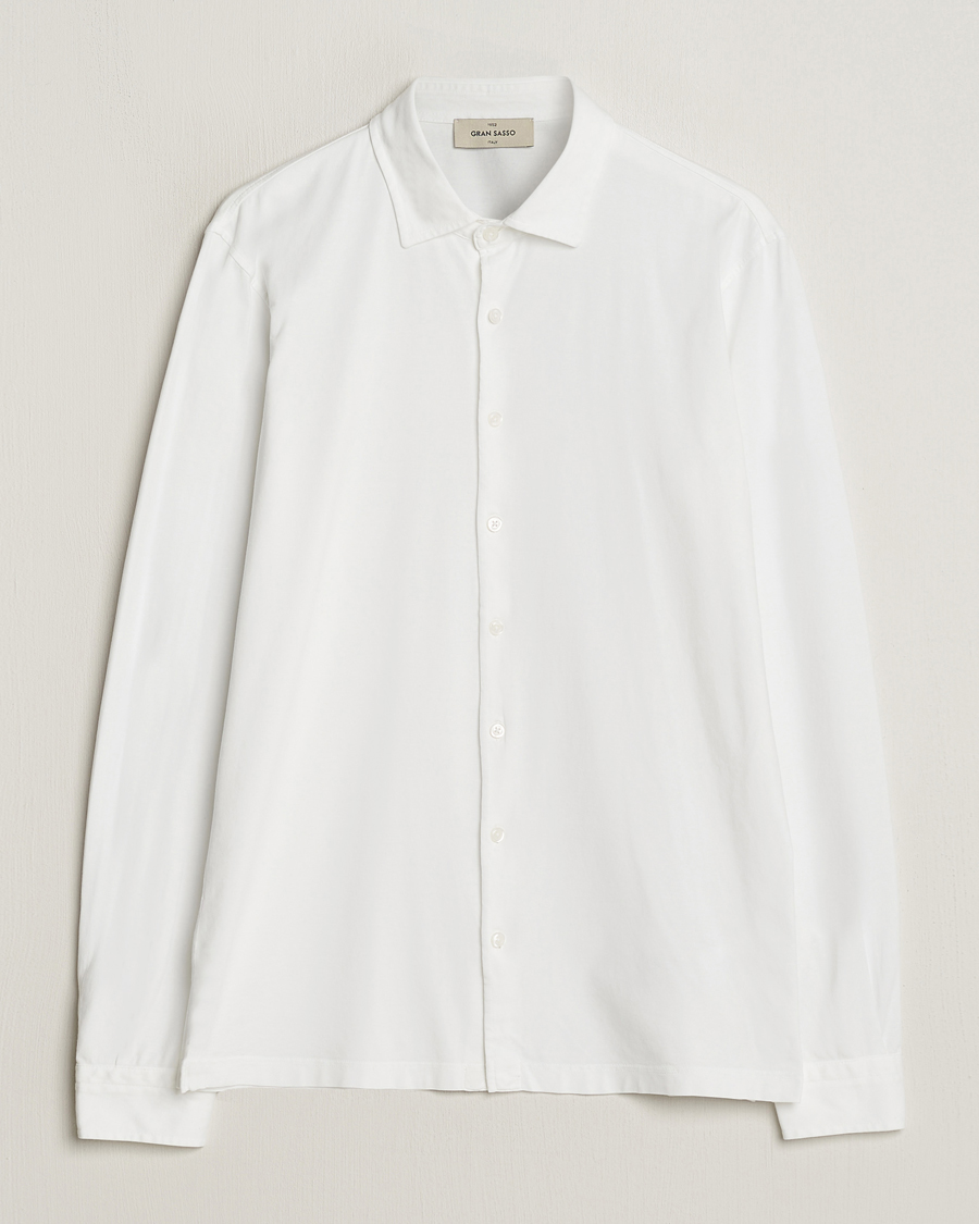 Mies | Kauluspaidat | Gran Sasso | Washed Cotton Jersey Shirt White