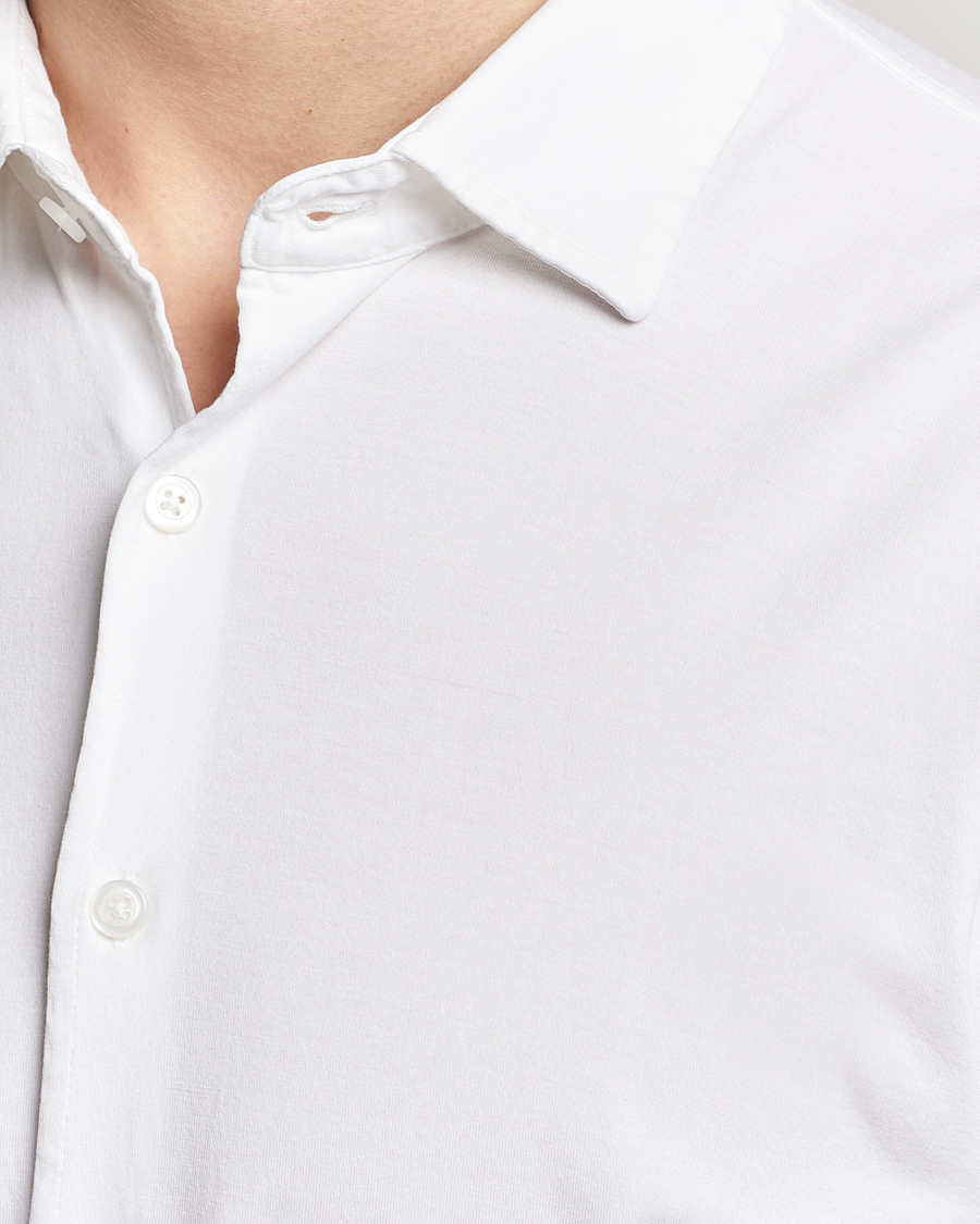 Mies | Kauluspaidat | Gran Sasso | Washed Cotton Jersey Shirt White
