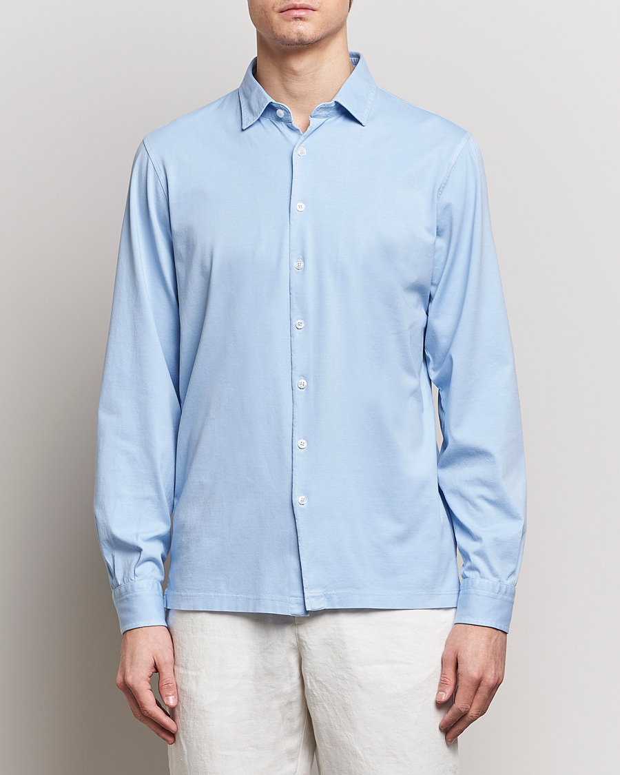 Mies |  | Gran Sasso | Washed Cotton Jersey Shirt Light Blue