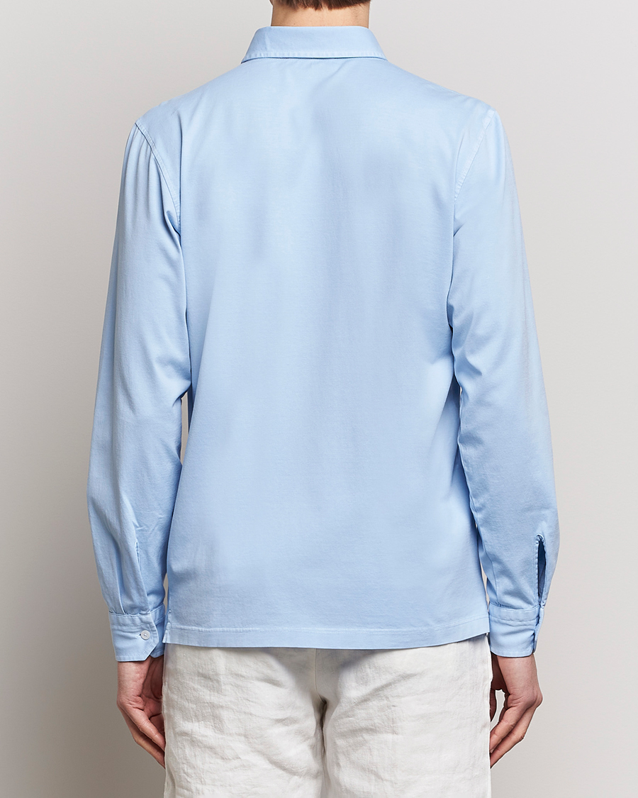 Mies | Kauluspaidat | Gran Sasso | Washed Cotton Jersey Shirt Light Blue