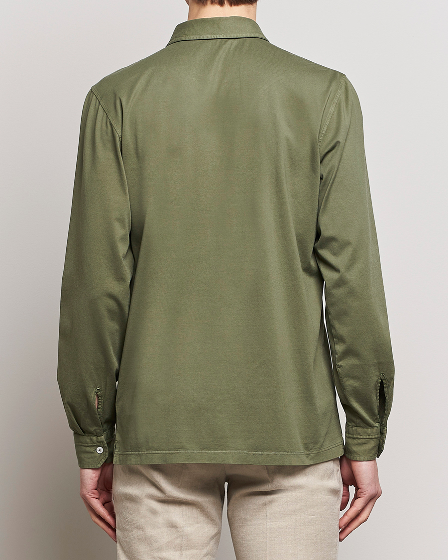 Mies | Kauluspaidat | Gran Sasso | Washed Cotton Jersey Shirt Green