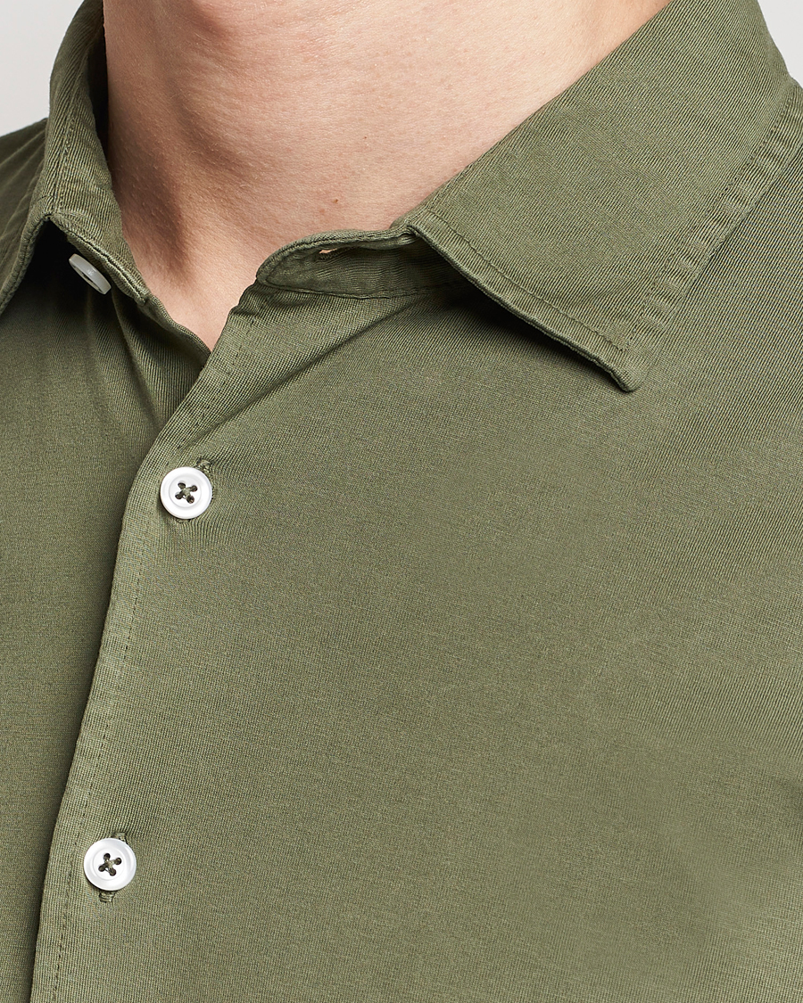 Mies | Kauluspaidat | Gran Sasso | Washed Cotton Jersey Shirt Green