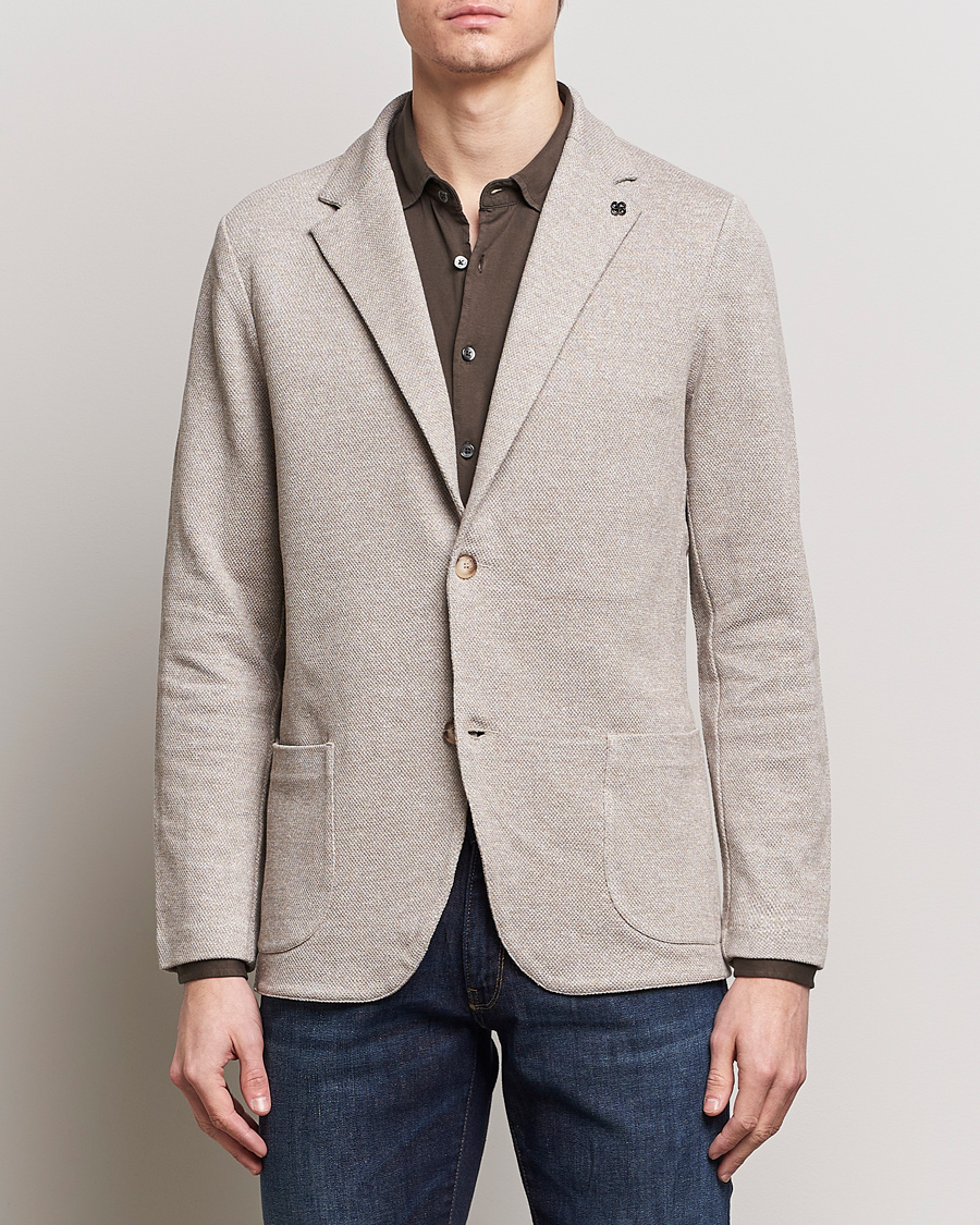 Mies | Pikkutakit | Gran Sasso | Structured Cotton/Linen Blazer Beige Melange