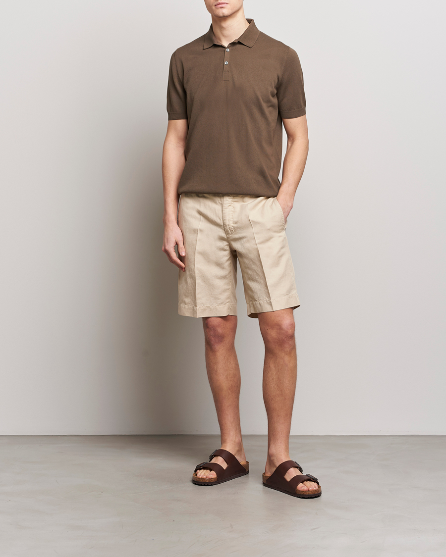 Mies | Pikeet | Gran Sasso | Cotton Knitted Polo Dark Brown