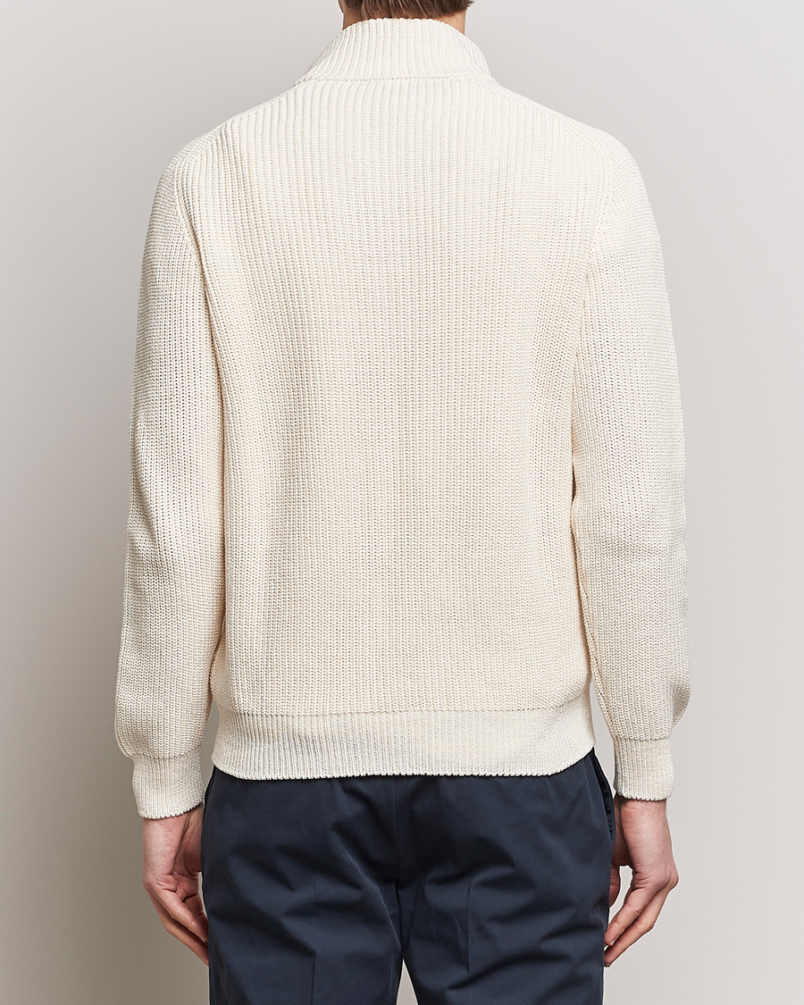 Mies | Puserot | Gran Sasso | Cotton Heavy Knitted Half Zip Cream