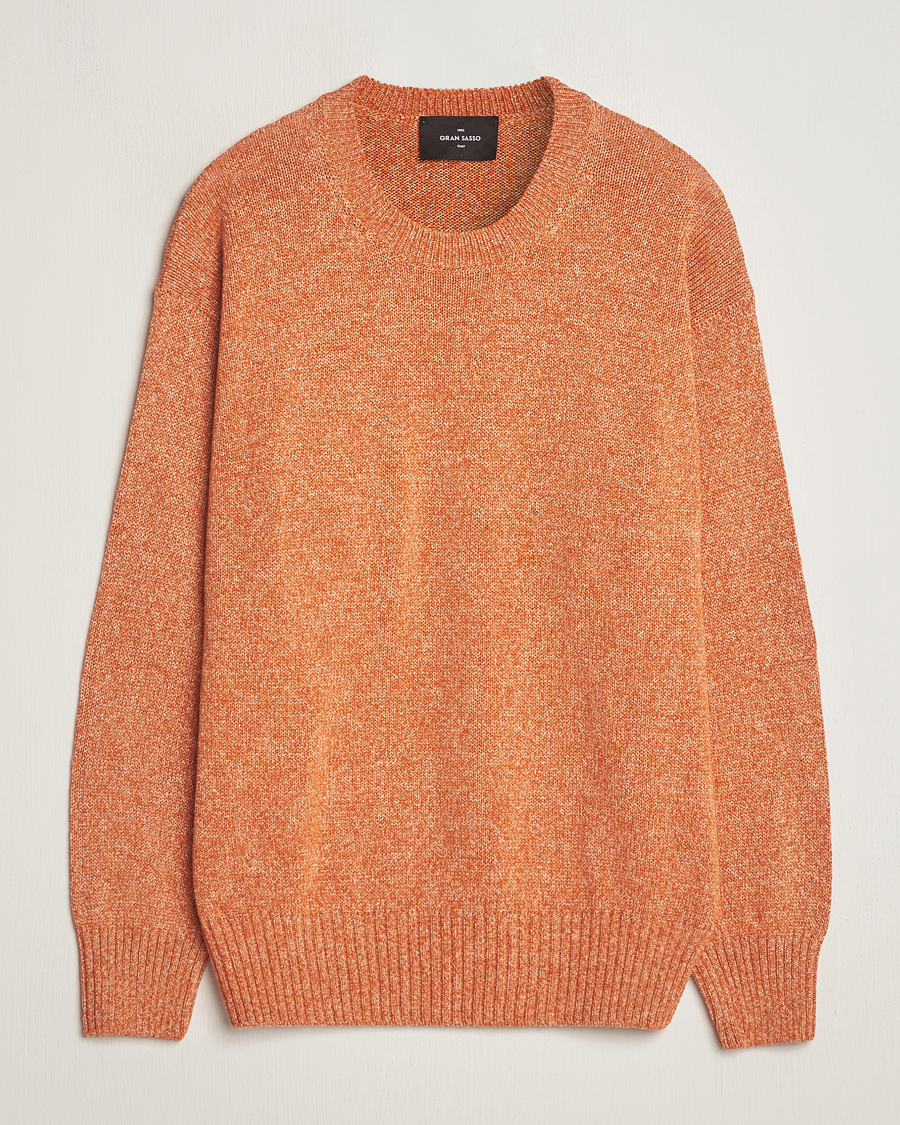 Mies | Puserot | Gran Sasso | Cotton Heavy Knitted Crew Neck Rust Melange