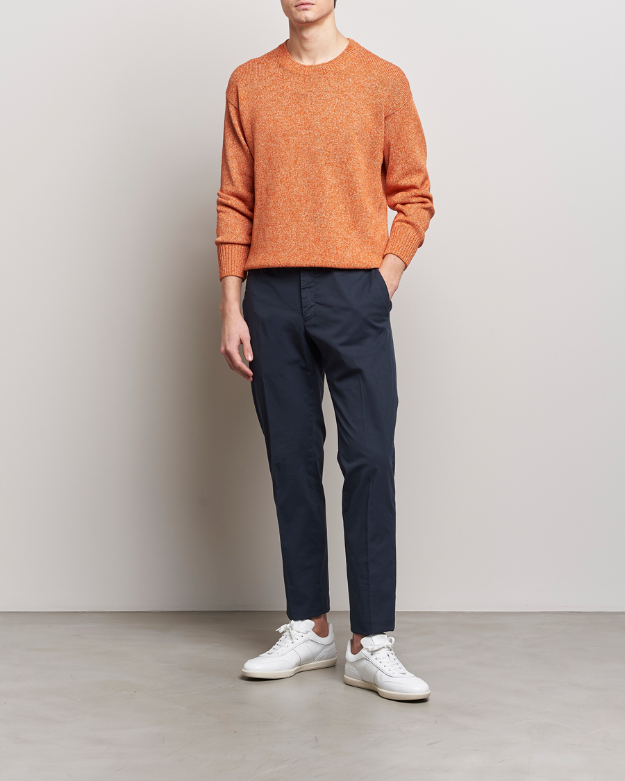 Mies | Puserot | Gran Sasso | Cotton Heavy Knitted Crew Neck Rust Melange