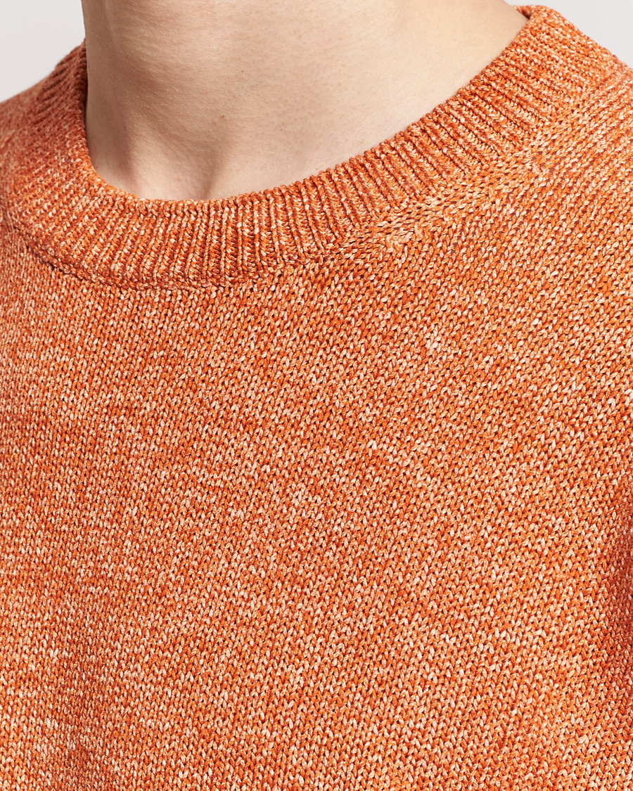 Mies | Puserot | Gran Sasso | Cotton Heavy Knitted Crew Neck Rust Melange