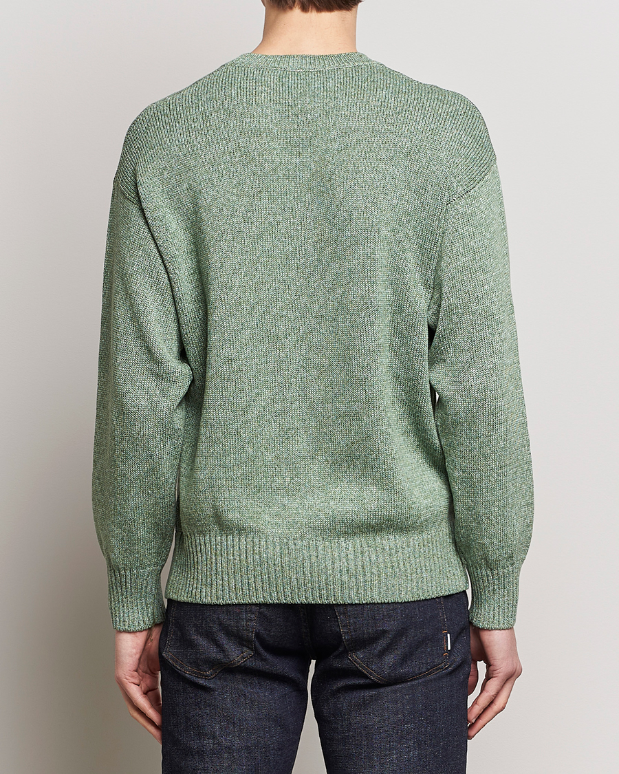 Mies | Puserot | Gran Sasso | Cotton Heavy Knitted Crew Neck Green Melange