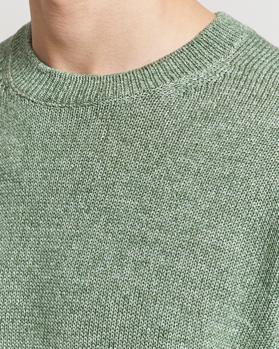 Mies | Puserot | Gran Sasso | Cotton Heavy Knitted Crew Neck Green Melange