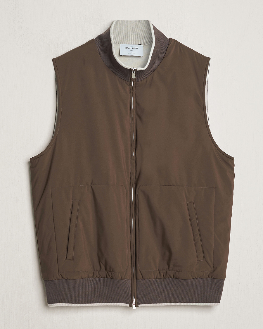 Mies | Takit | Gran Sasso | Nylon Light Padded Gilet Dark Brown