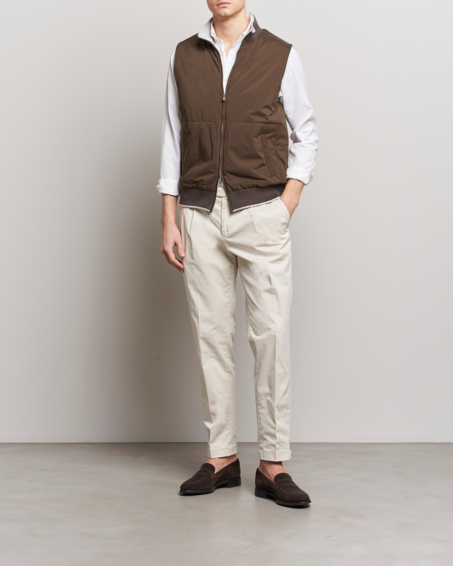 Mies | Takit | Gran Sasso | Nylon Light Padded Gilet Dark Brown