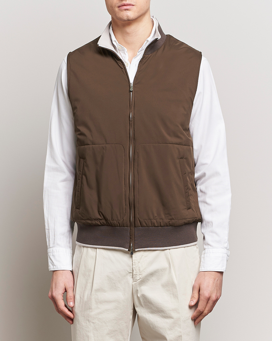 Mies | Takit | Gran Sasso | Nylon Light Padded Gilet Dark Brown