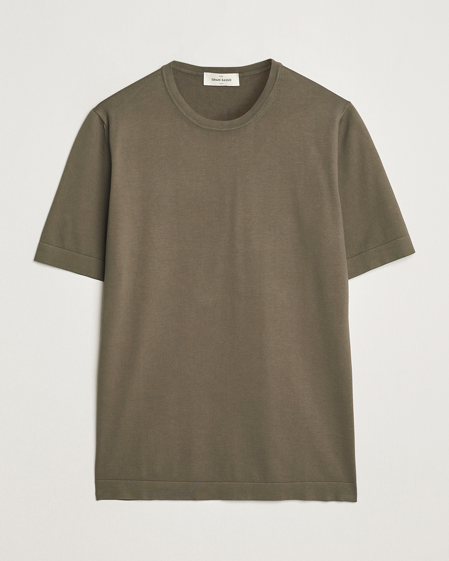 Mies | T-paidat | Gran Sasso | Cotton Knitted Crew Neck T-Shirt Dark Brown
