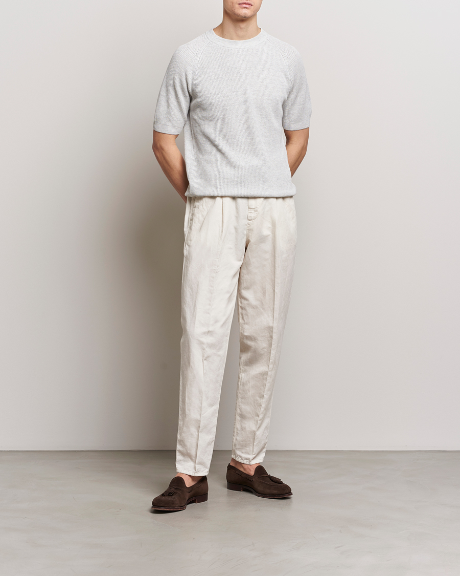 Mies | T-paidat | Gran Sasso | Cotton Heavy Knitted Crew Neck T-Shirt Light Grey