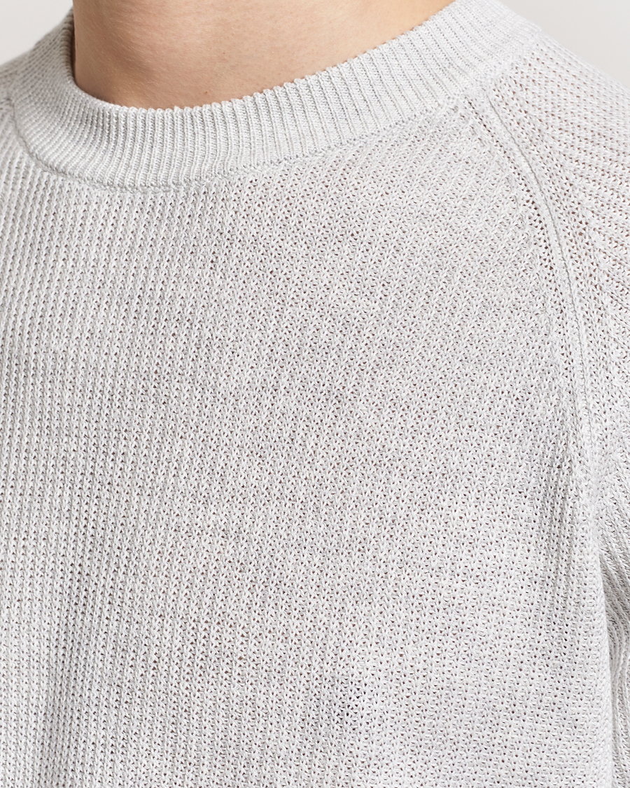 Mies | T-paidat | Gran Sasso | Cotton Heavy Knitted Crew Neck T-Shirt Light Grey