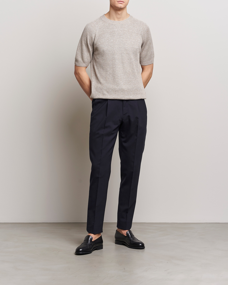 Mies | T-paidat | Gran Sasso | Cotton Heavy Knitted Crew Neck T-Shirt Beige Melange