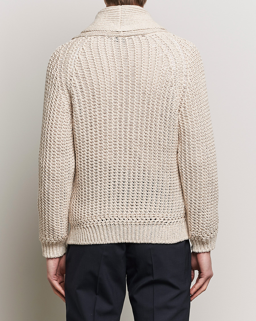 Mies | Puserot | Brioni | Cotton/Wool Shawl Cardigan Light Beige