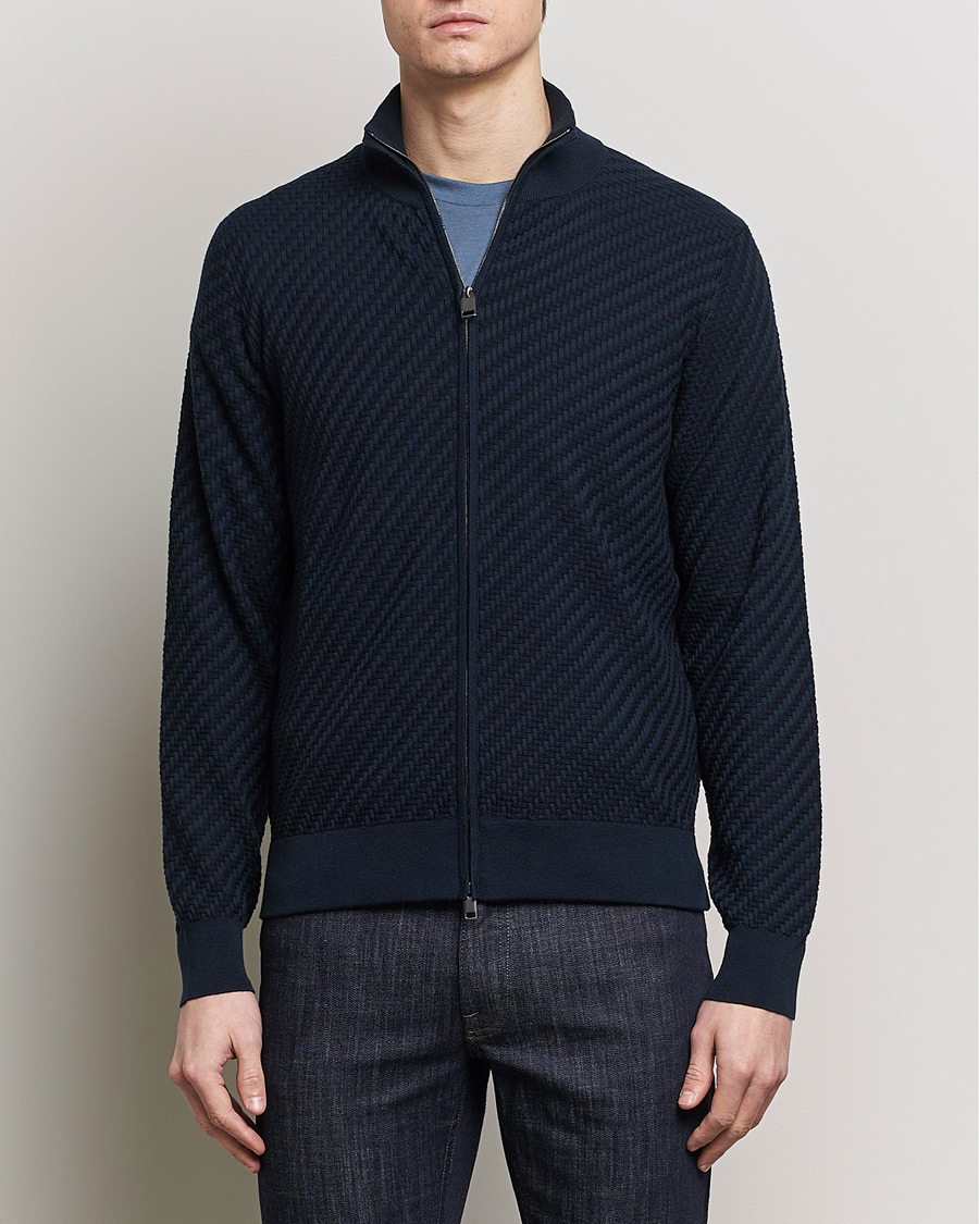 Mies | Puserot | Brioni | Cashmere/Silk Blend Full Zip Navy