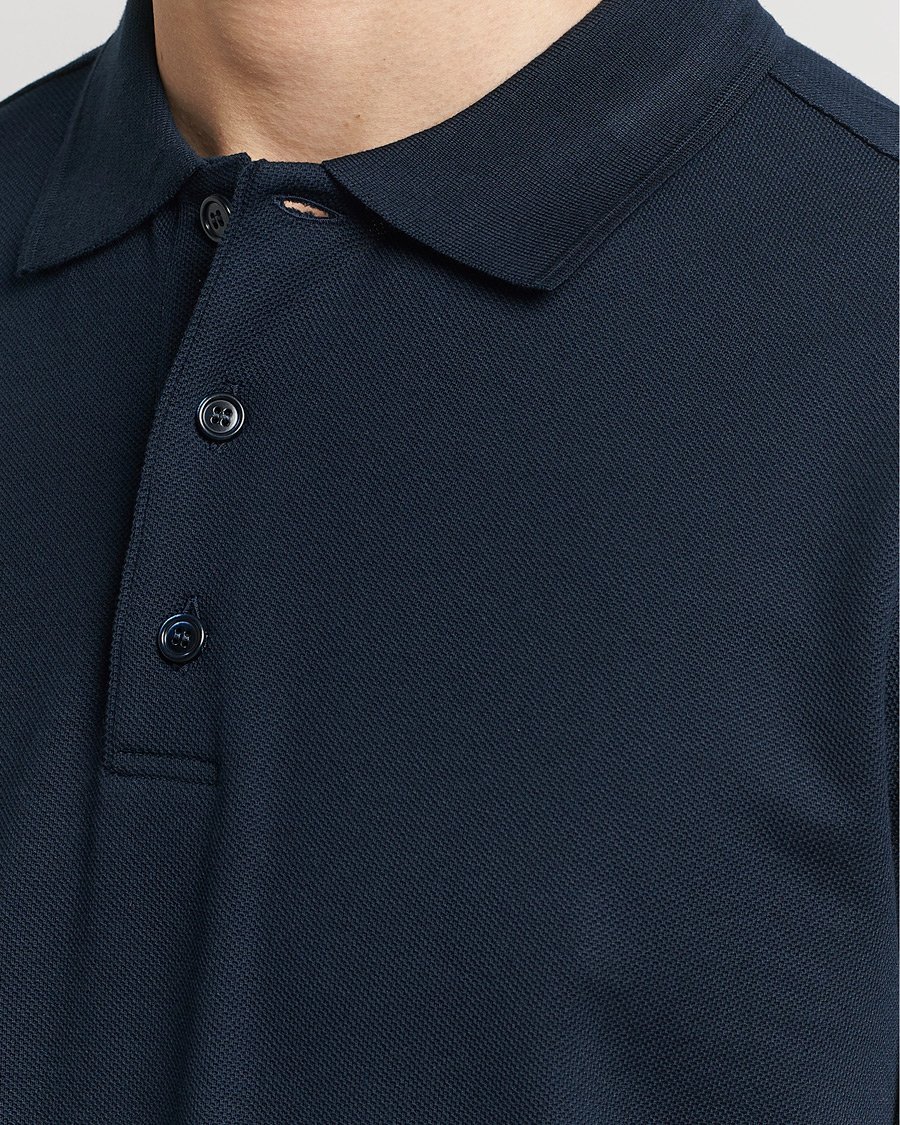 Mies | Pikeet | Brioni | Cotton Pique Short Sleeve Polo Navy