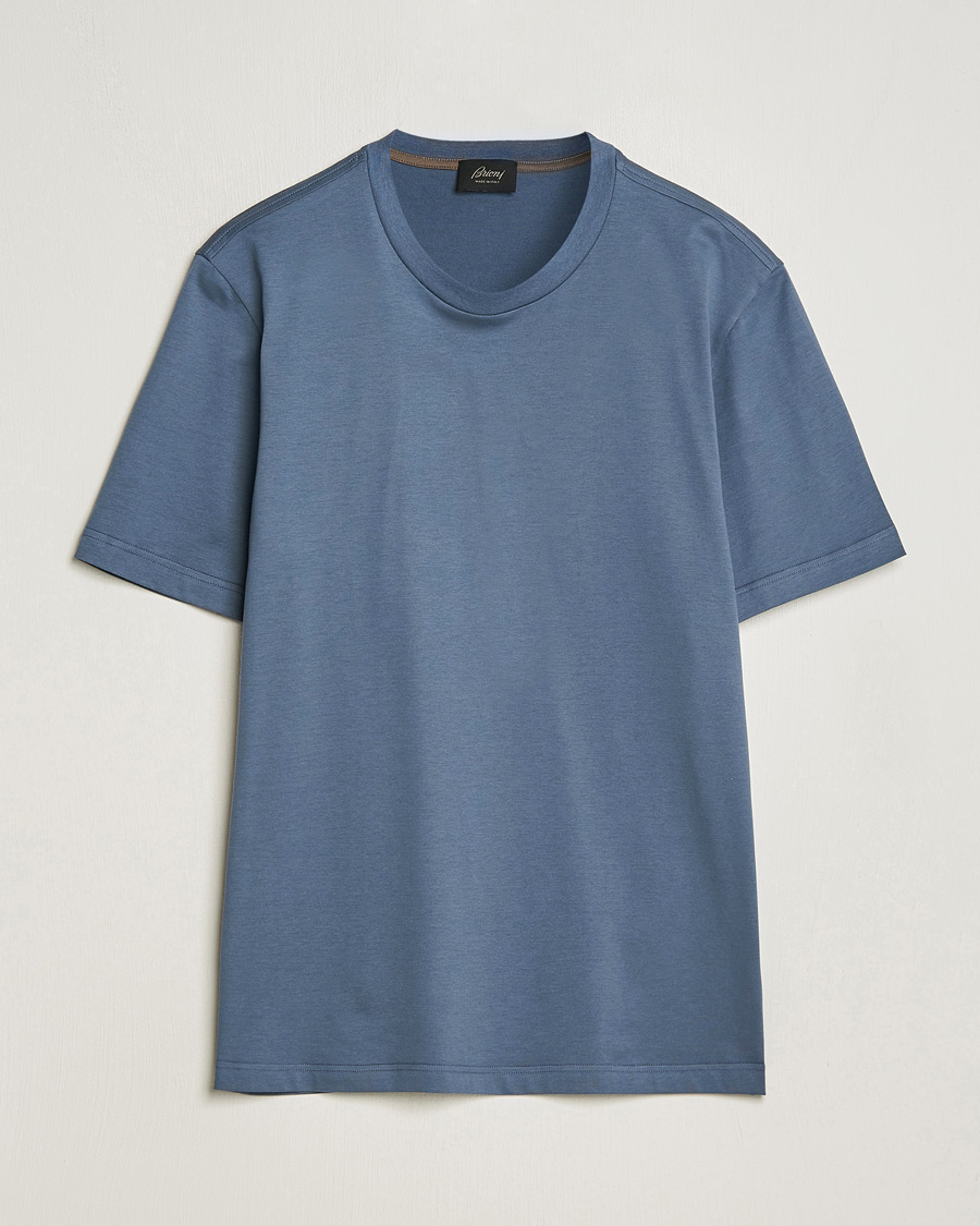 Mies | T-paidat | Brioni | Short Sleeve Cotton T-Shirt Petroleum
