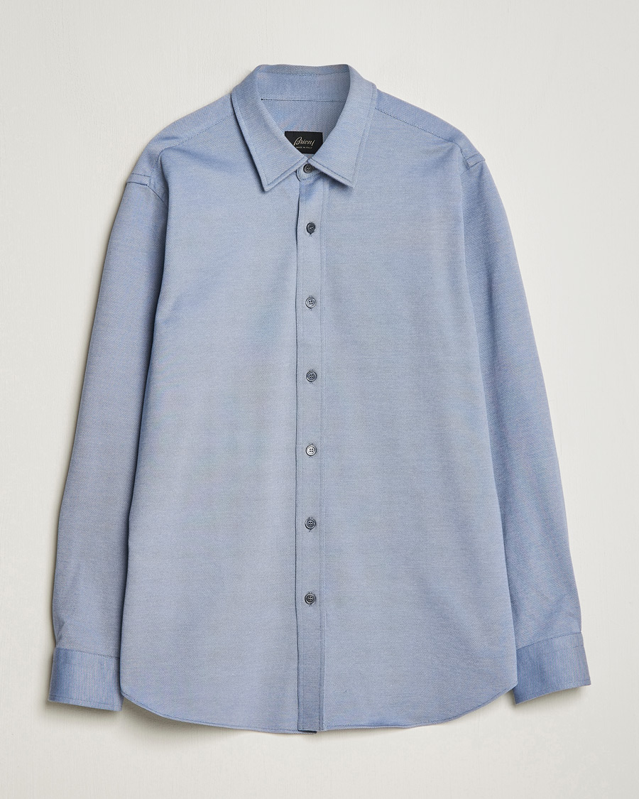 Mies | Kauluspaidat | Brioni | Slim Fit Piquet Shirt Oxford Blue