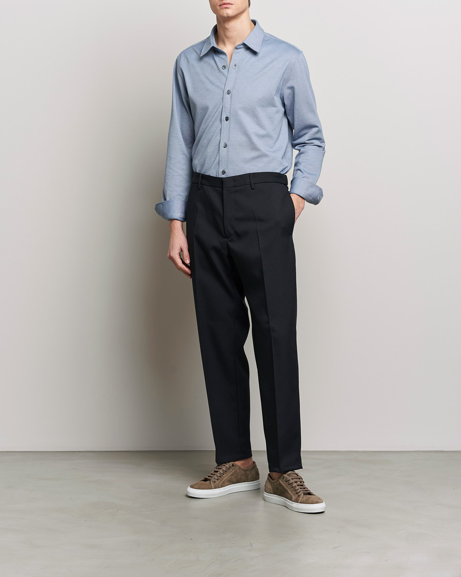 Mies | Kauluspaidat | Brioni | Slim Fit Piquet Shirt Oxford Blue