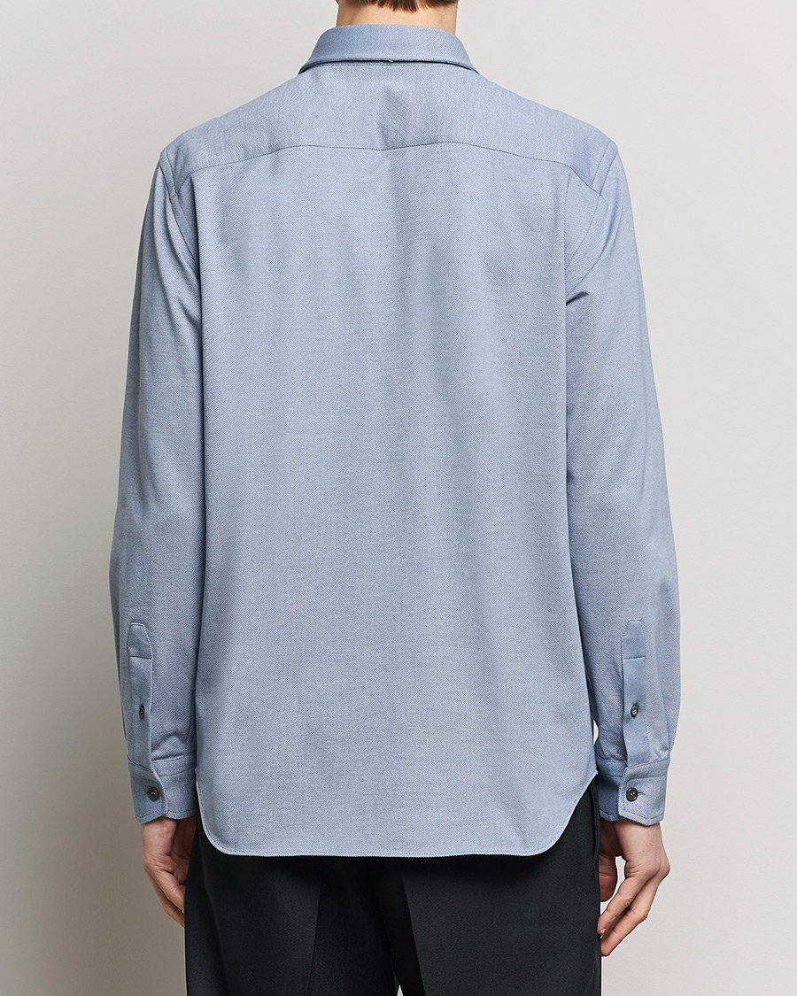 Mies | Kauluspaidat | Brioni | Slim Fit Piquet Shirt Oxford Blue