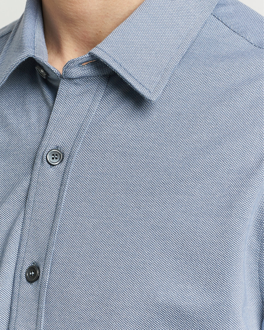 Mies | Kauluspaidat | Brioni | Slim Fit Piquet Shirt Oxford Blue